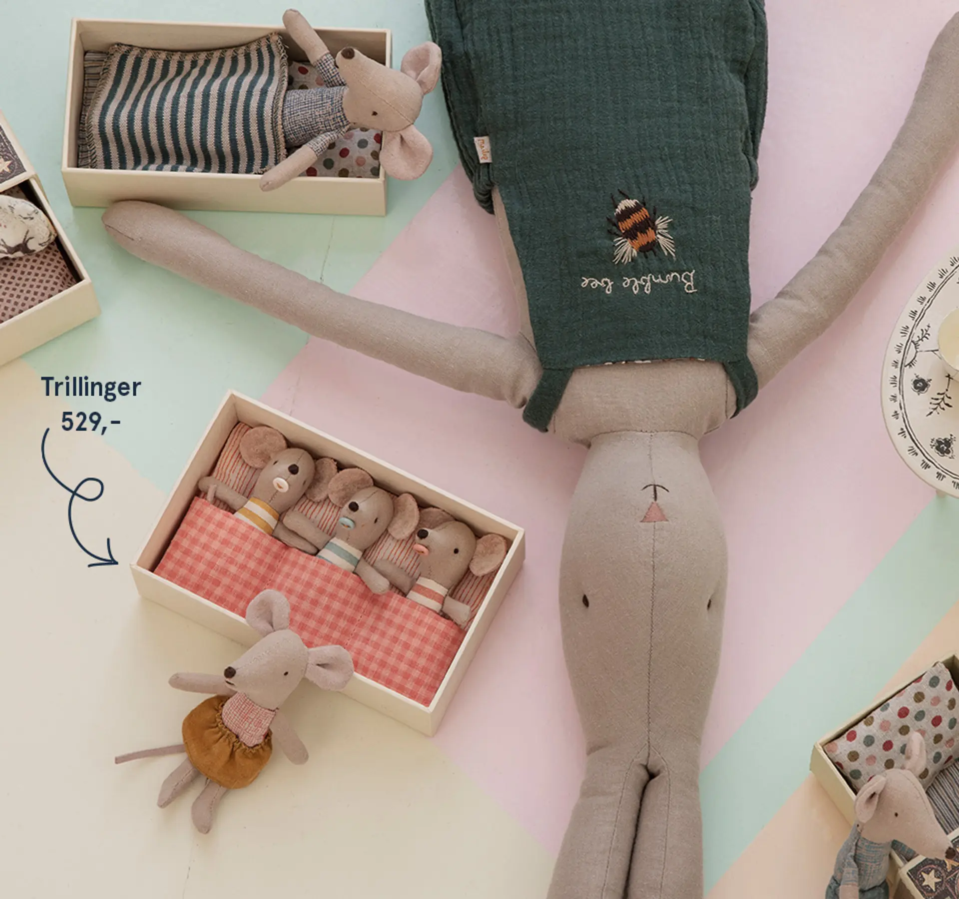 Fotografi av Mailegs trillingmus, 529 kr.