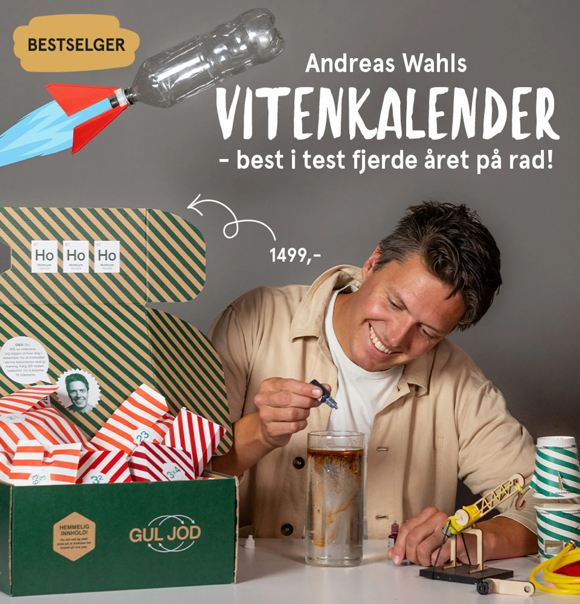 "Andreas Wahls Vitenkalender er her - bestselger 3 år på rad". Andreas Wahl eksperimenterer med lukene fra julekalenderen, 1499 kr.