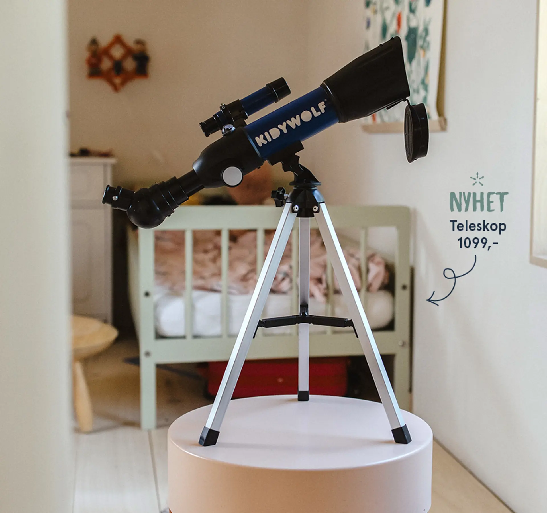 Gavetips fra 6 år: Kidywolf teleskop - nyhet! Fotografi av teleskopet.