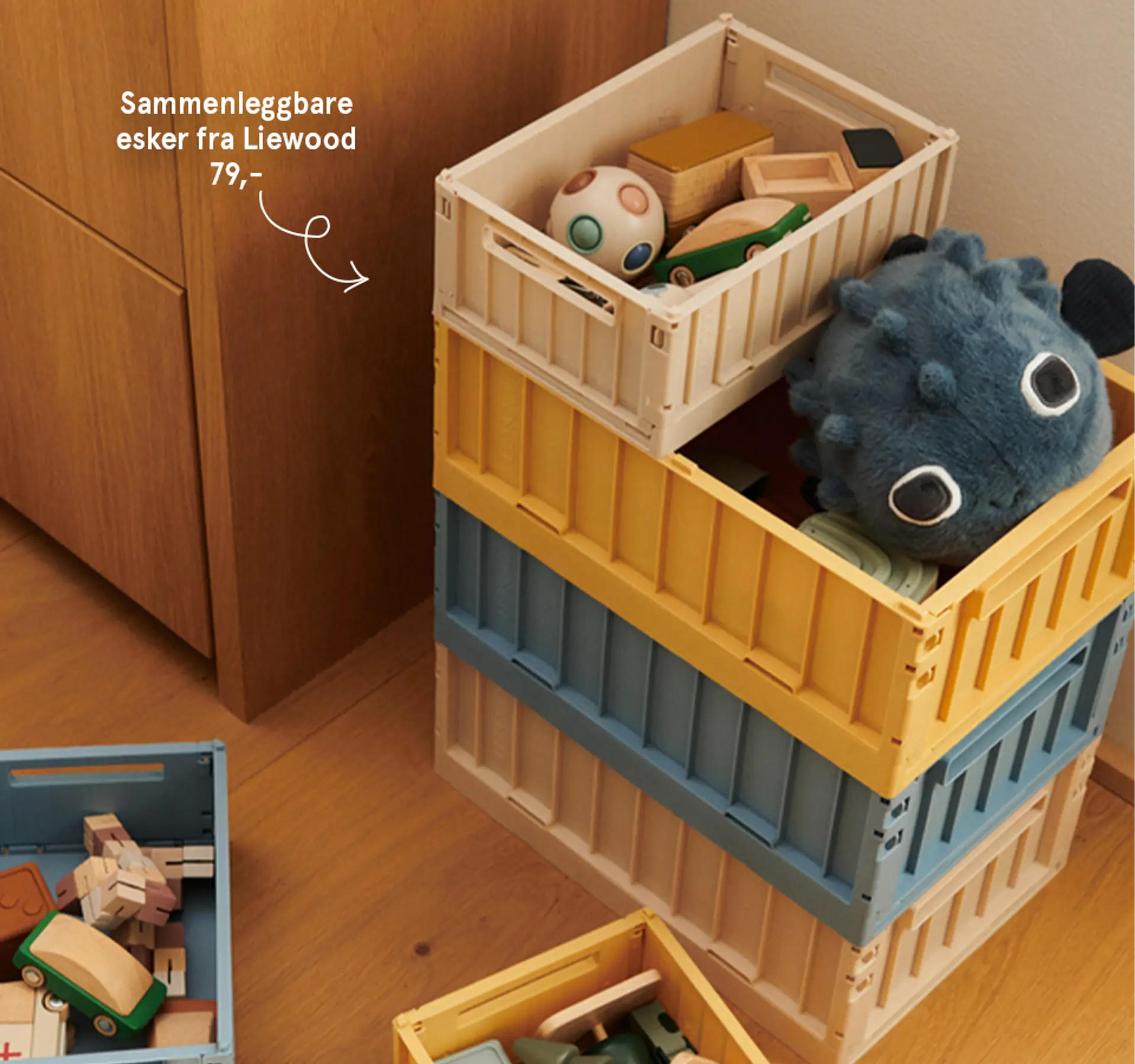 Fotografi av sammenleggbar eske fra Liewood. Finnes i flere farger og størrelser.
