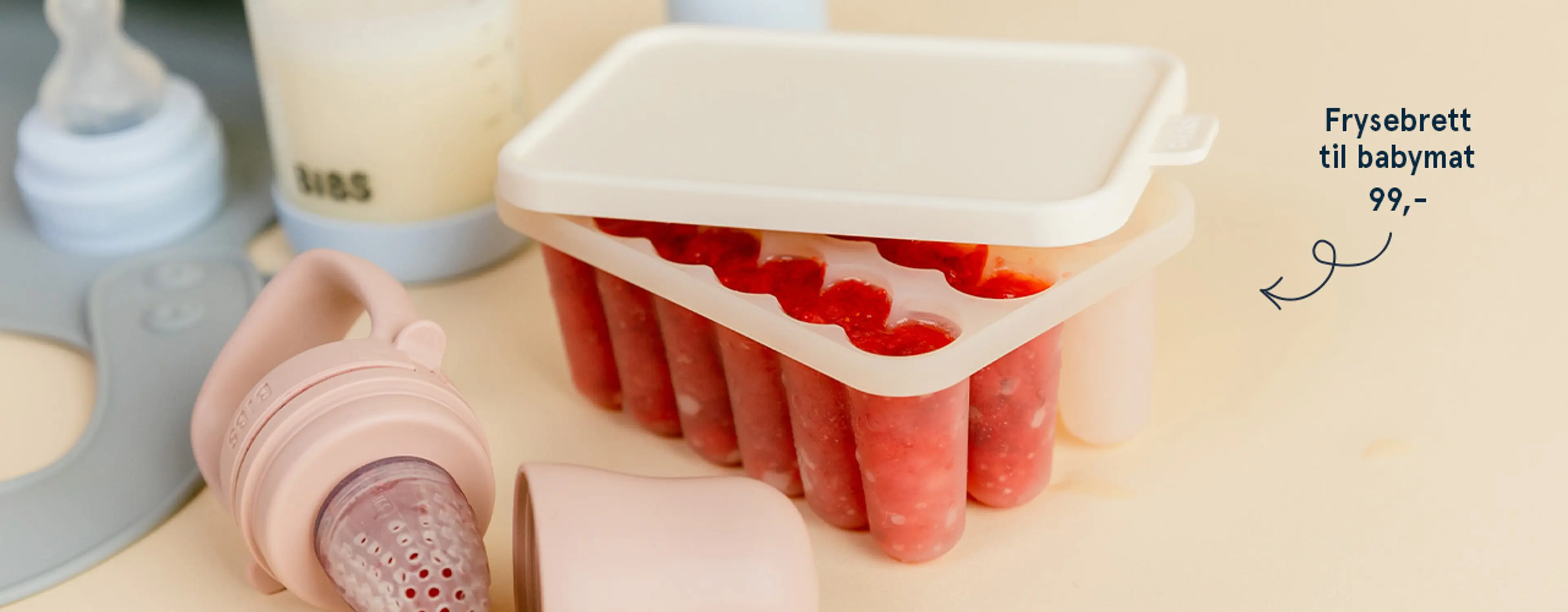 Fotografi av BIBS frysebrett til babymat.