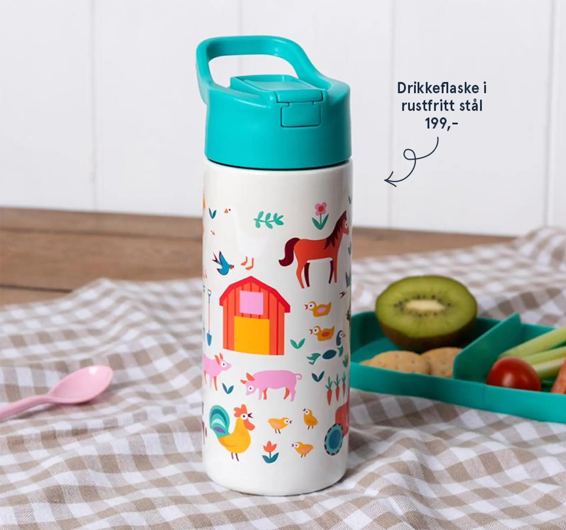 Fotografi av drikkeflaske i rustfritt stål fra Rex.