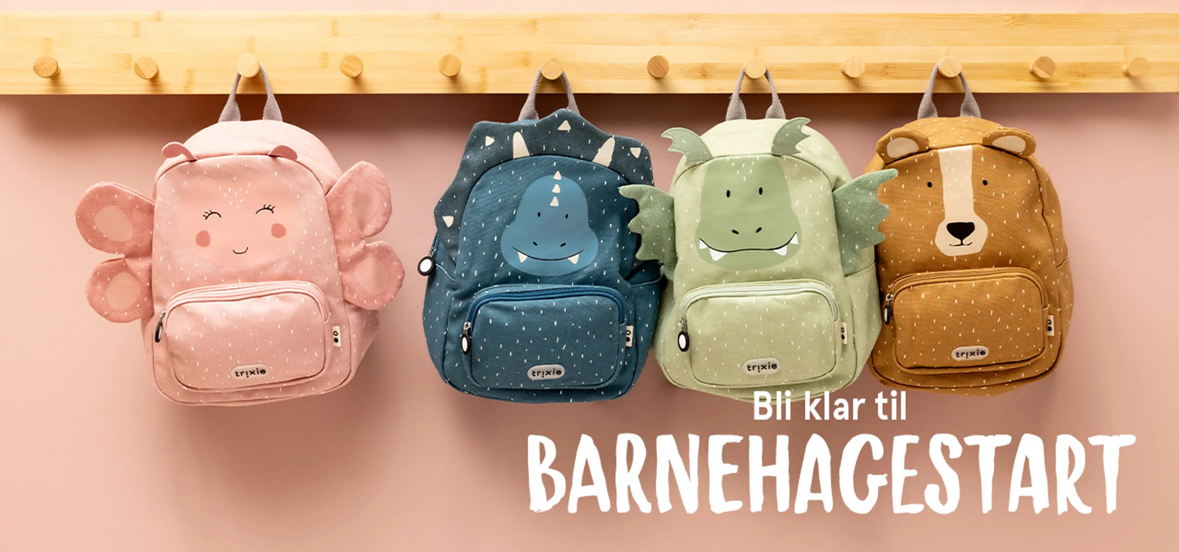 Bli klar til barnehagestart. Fotografi av Trixie ryggsekker.