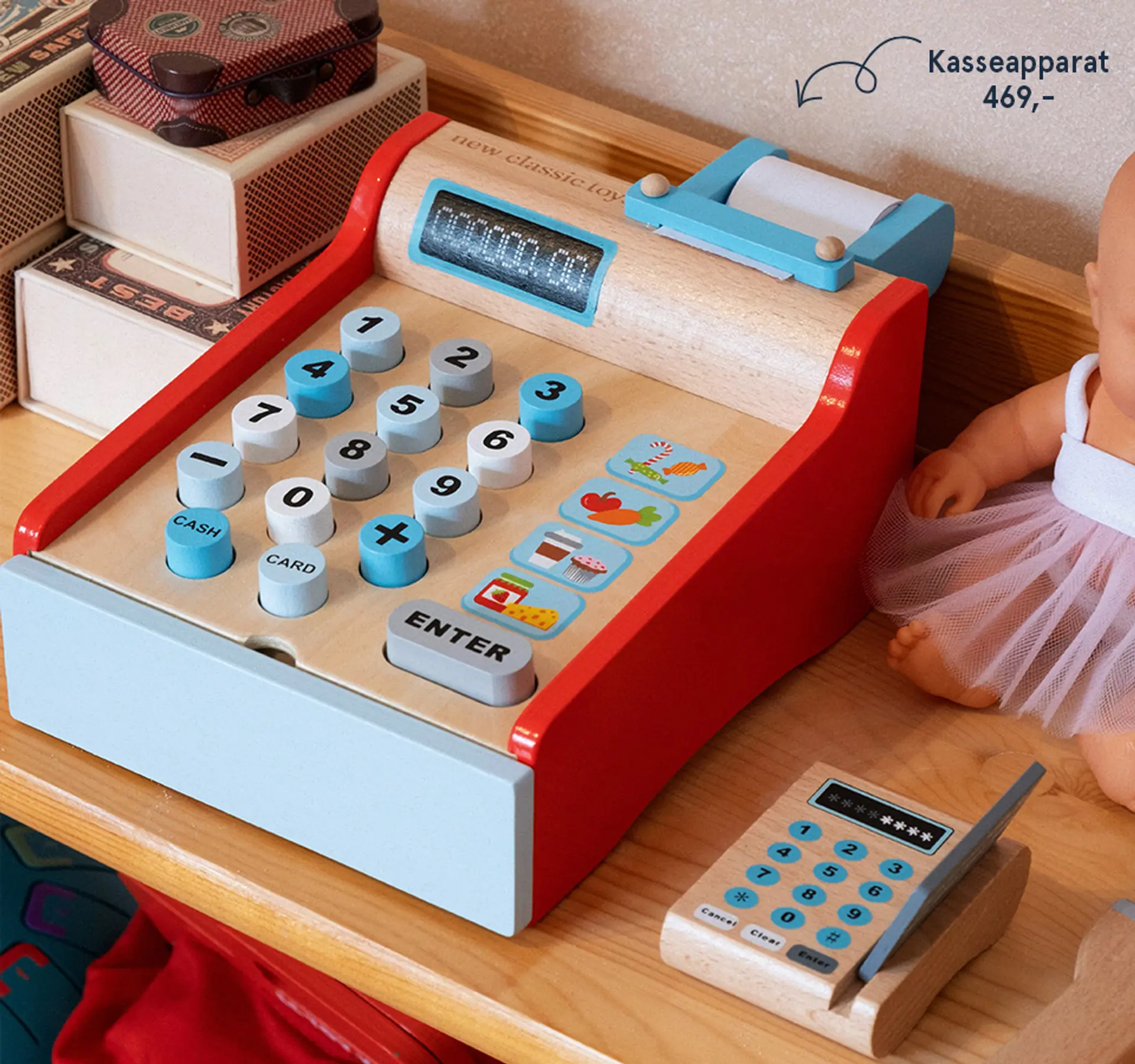 Fotografi av kasseapparat.