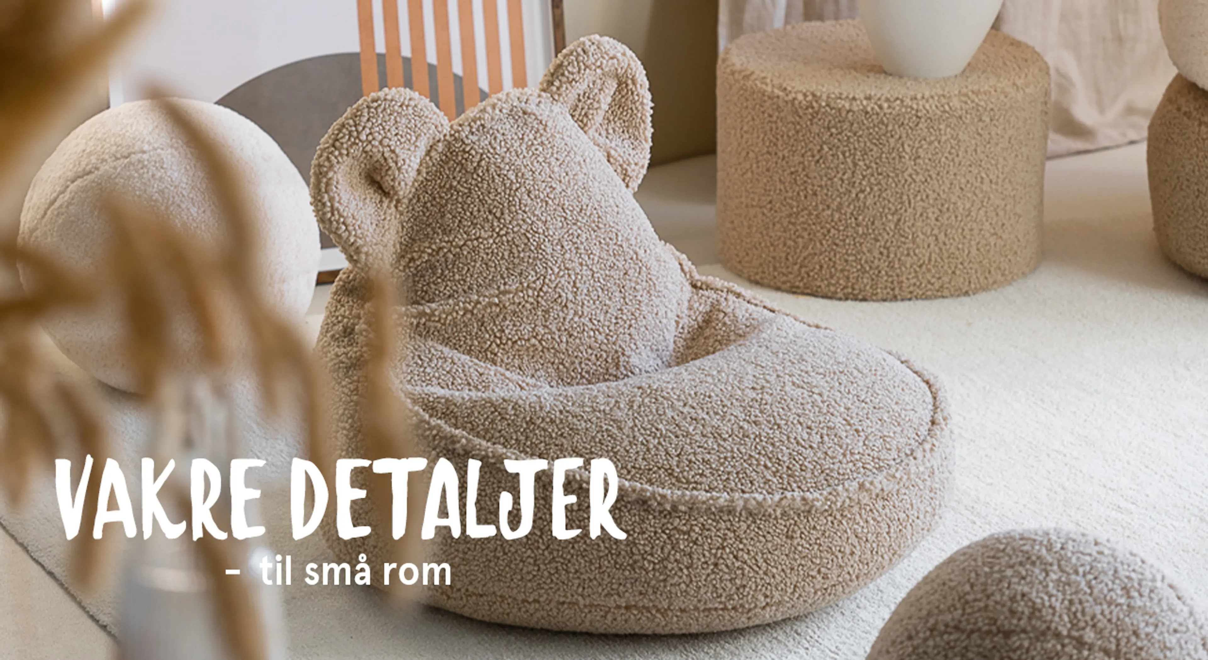 Vakre detaljer - til små rom. Fotografi av Wigiwama sittesekk med teddyører.
