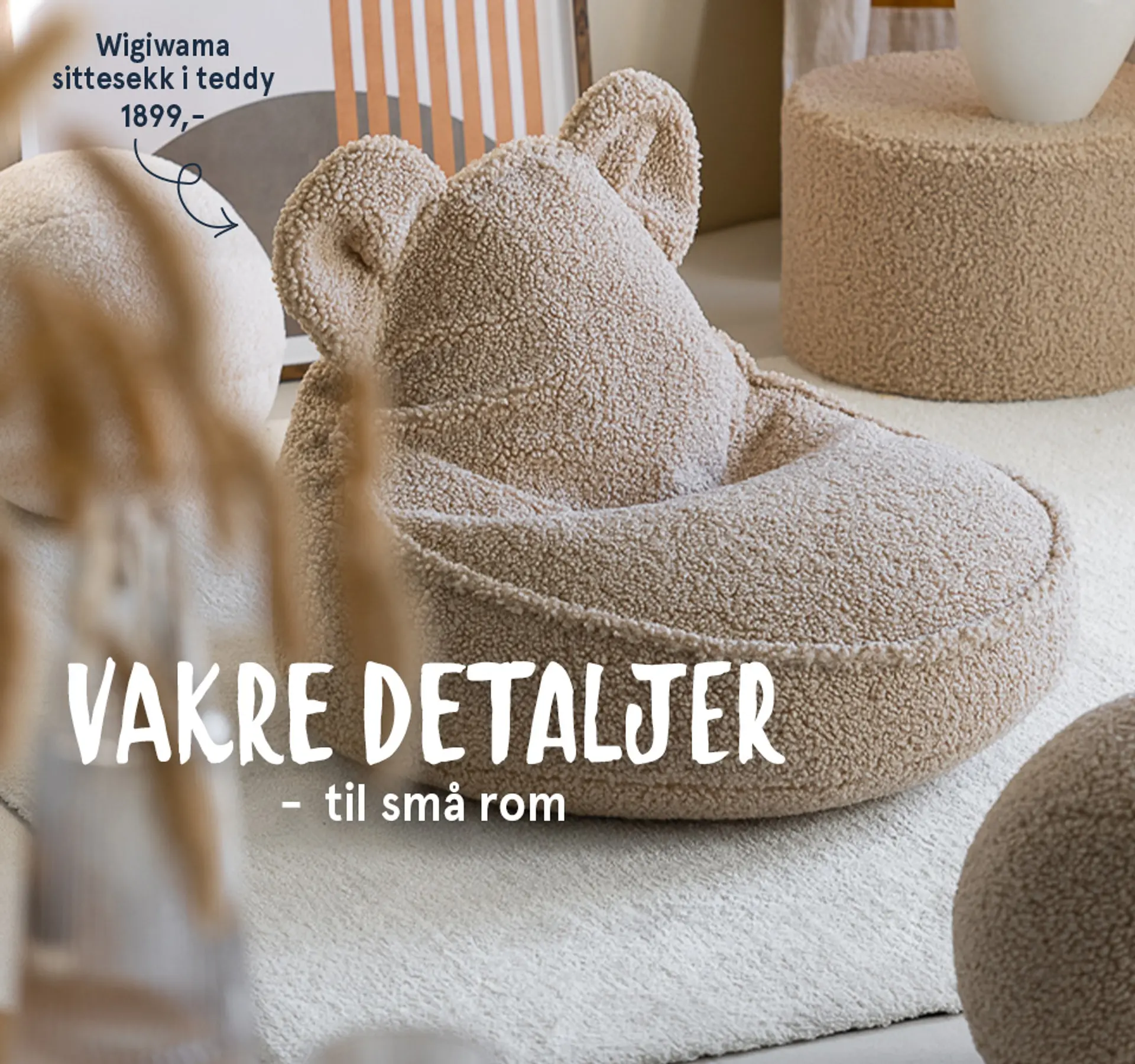 Vakre detaljer - til små rom. Fotografi av Wigiwama sittesekk 1899,-