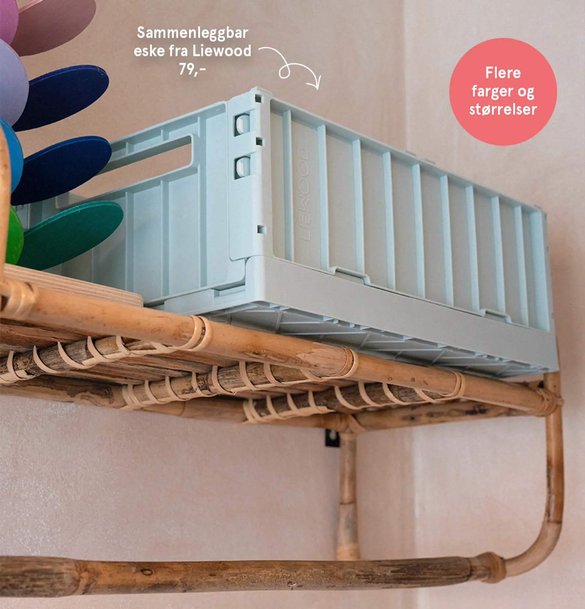 Fotografi av sammenleggbar eske fra Liewood. Finnes i flere farger og størrelser.