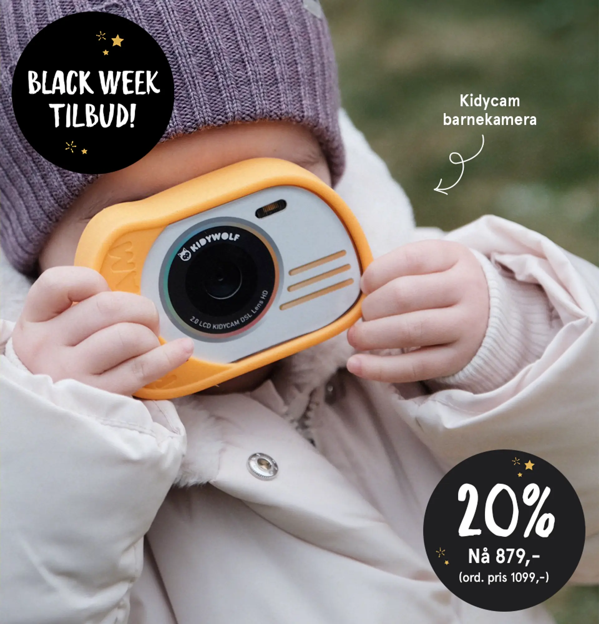 Black Week tilbud! 20% på Kidycam barnekamera. Fotografi av barn med kameraet.