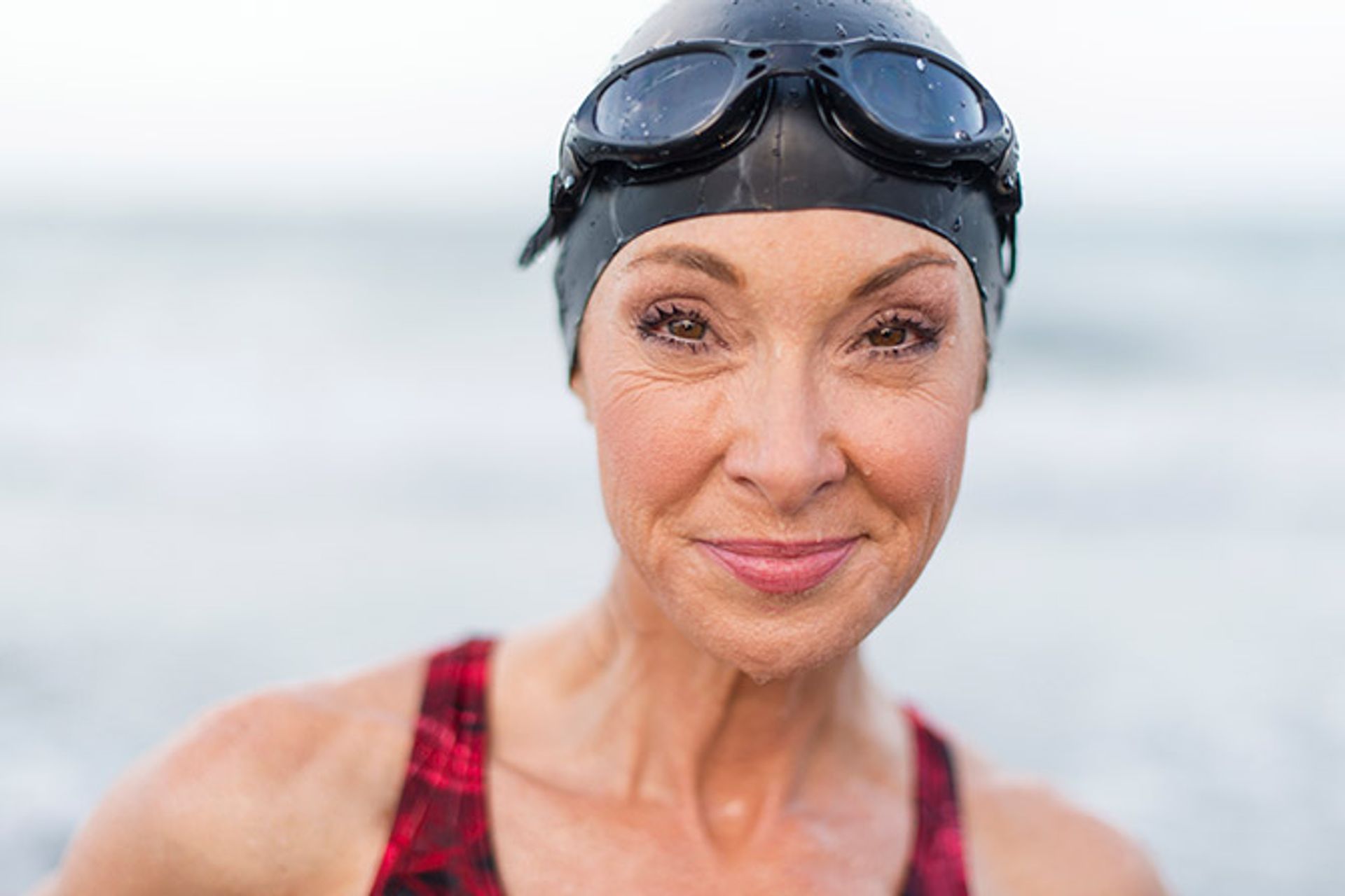Old woman in swim gear