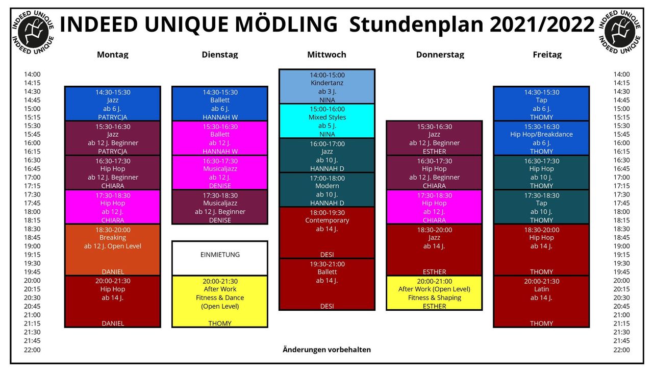 Foto zum Beitrag „STUNDENPLÄNE Tanzsaison 20/21“