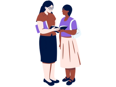 Two students reading together