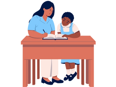 A parent and child reading together