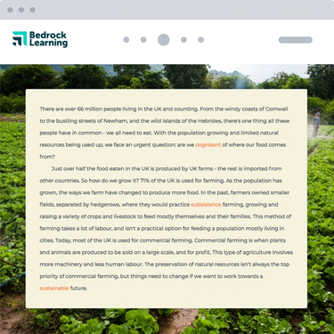 Bespoke non-fiction texts on feeding the UK