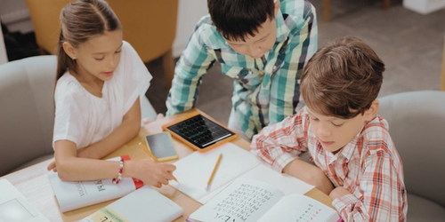 Students learning languages and communicating.