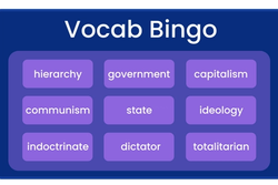 A vocabulary bingo card