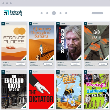 Overview of upcoming Bedrock Vocabulary topics and their covers
