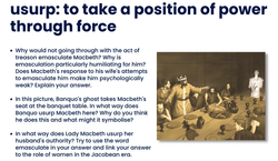 An example of a piece of vocabulary relating to Macbeth being explored through writing tasks and images.