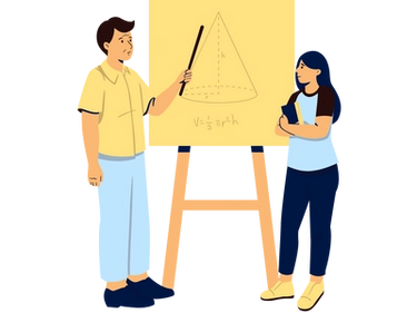 Teacher showing a student a maths problem.