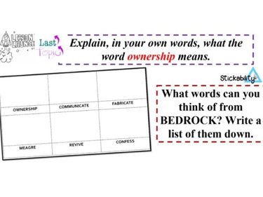 Kingsway Bedrock worksheet