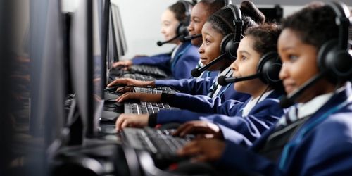 Students at Harris Academy Peckham working on Bedrock Learning