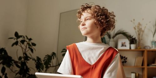 A child learning independently on a tablet