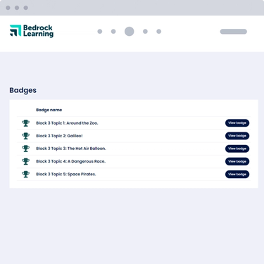 Badges for completed Bedrock Learning topics