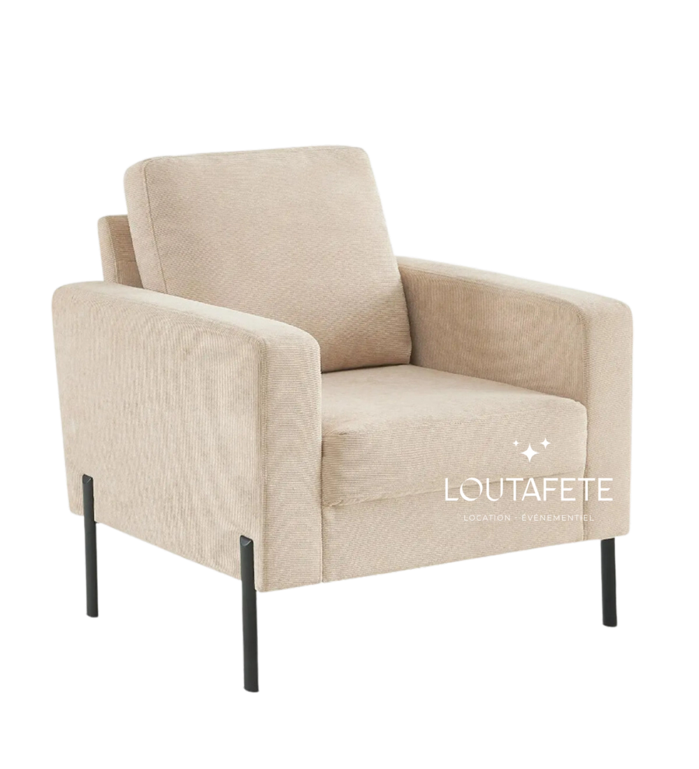 Fauteuil velours côtelé