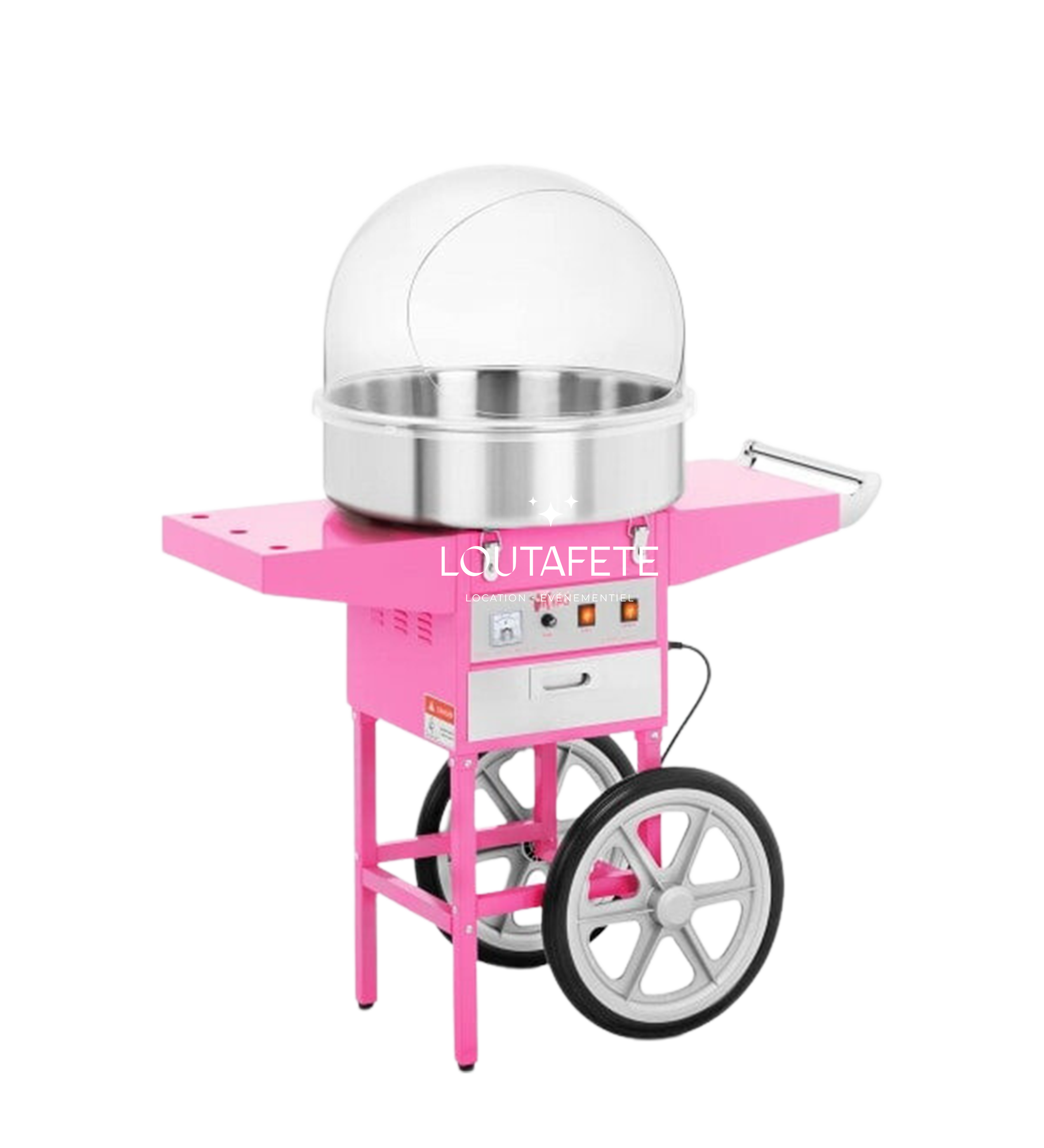 Machine à barbe à papa avec chariot rose