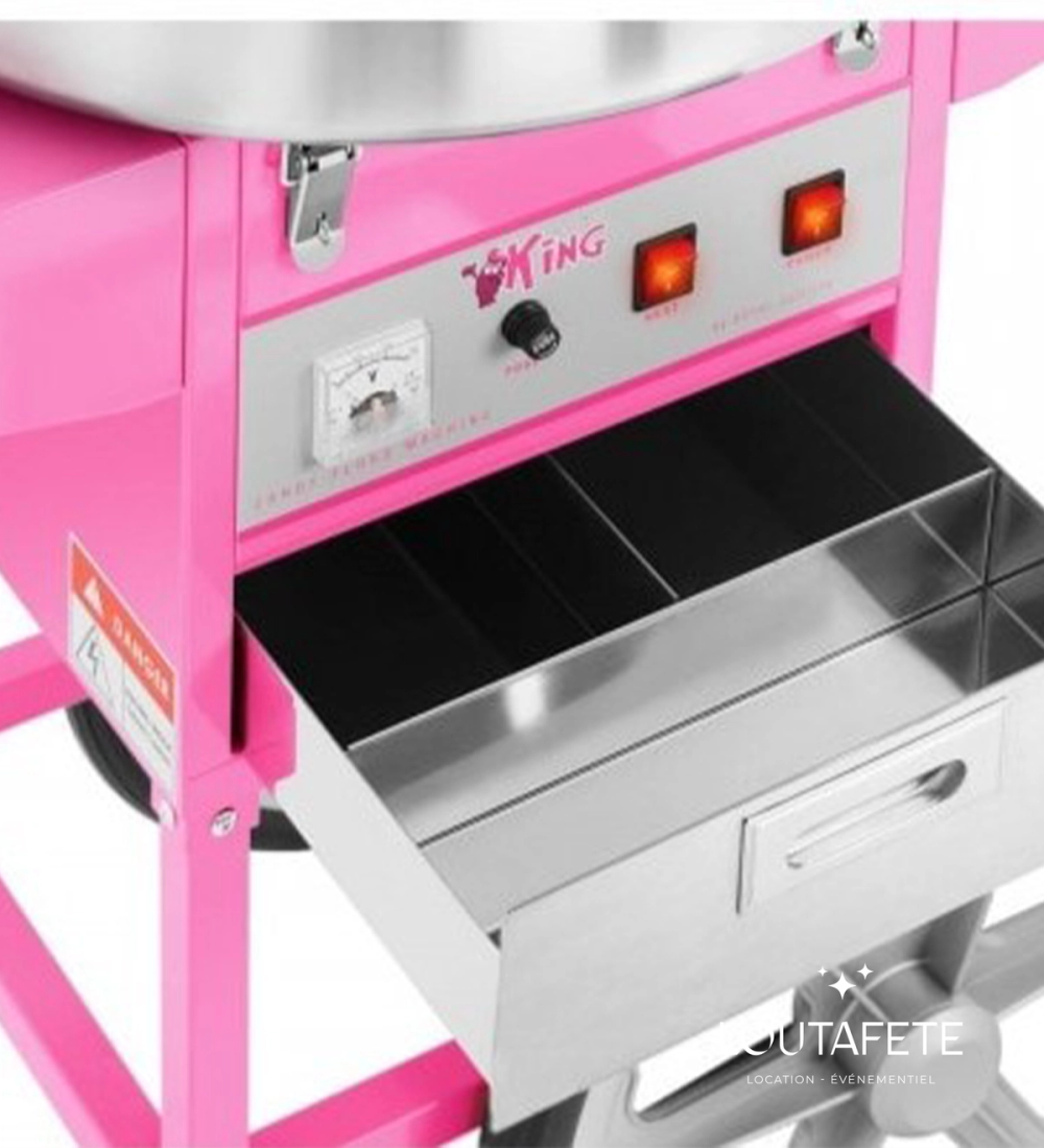 Machine à barbe à papa avec chariot rose