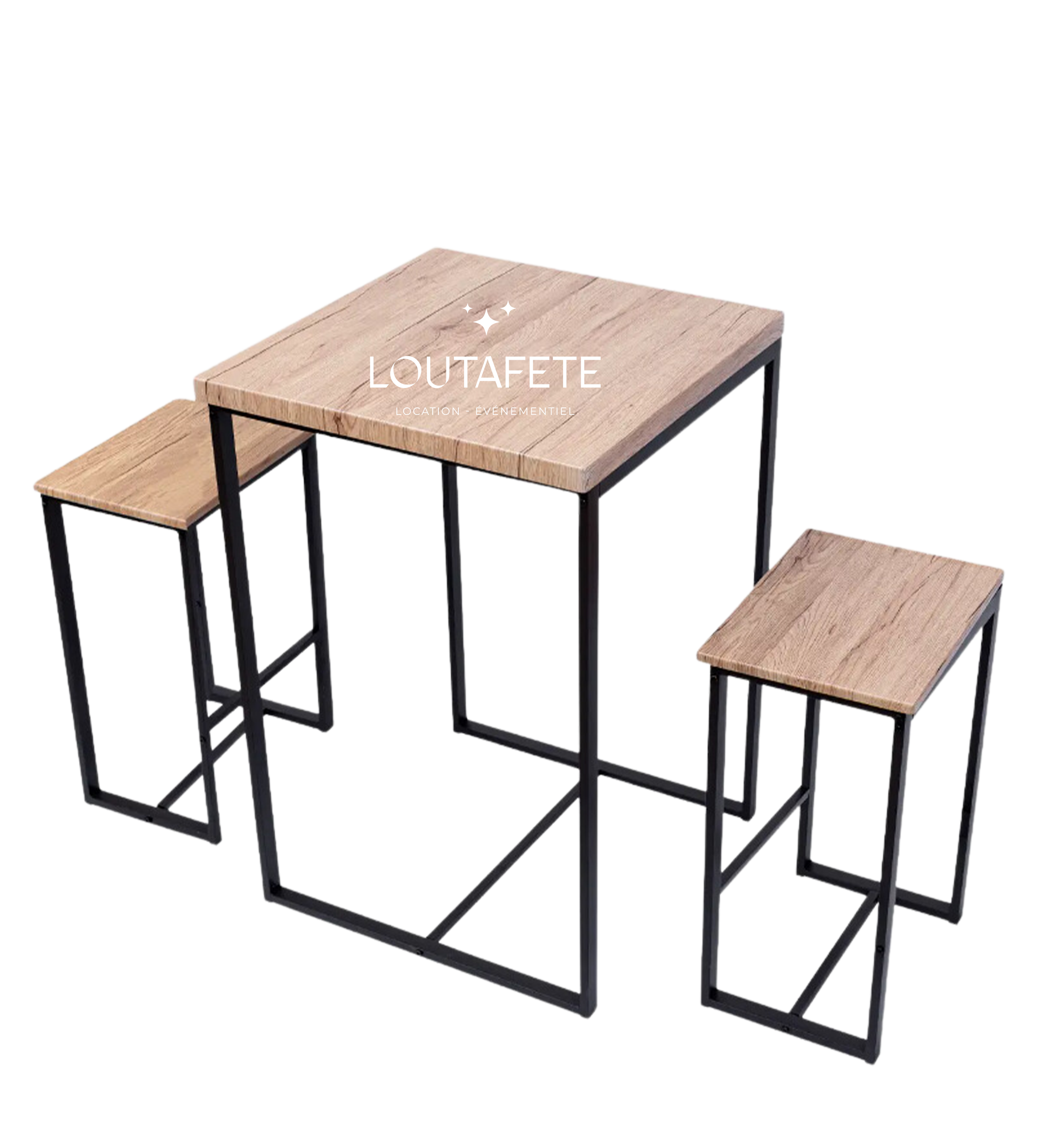 Table haute avec 2 tabourets