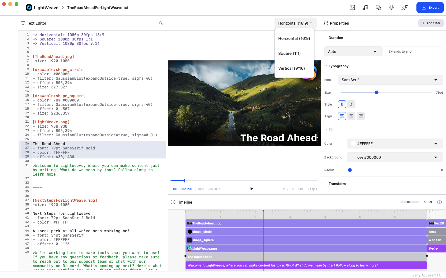 A screenshot of LightWeave