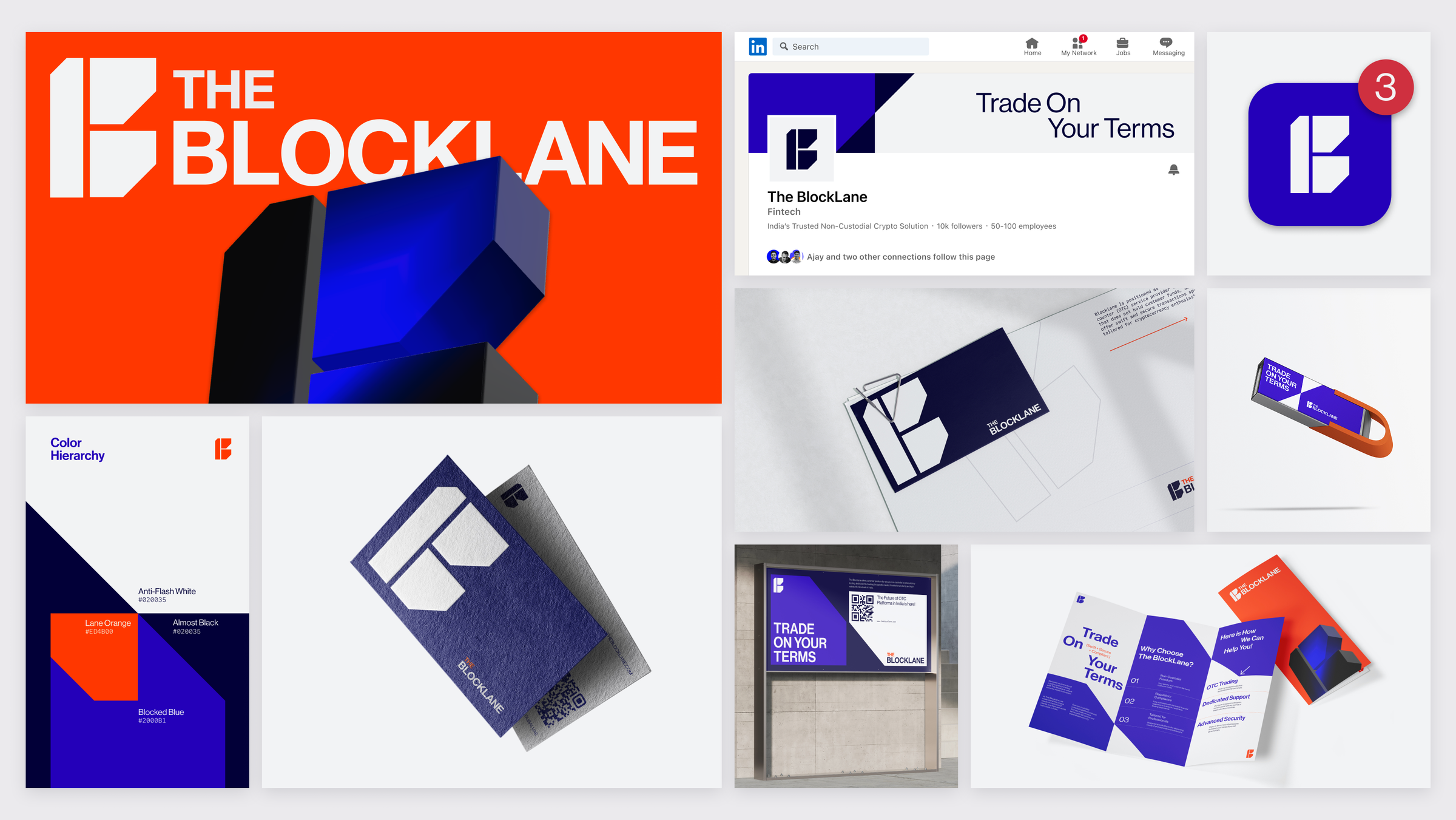 Bento grid of the brand identity design for the Blocklane