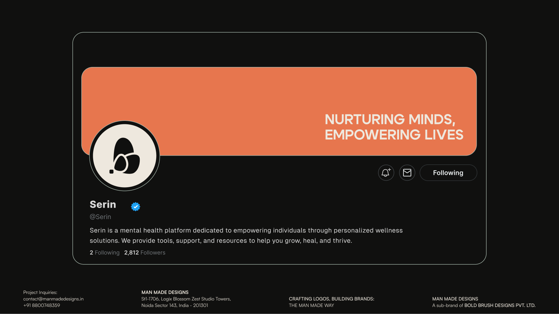 Twitter profile design for Serin