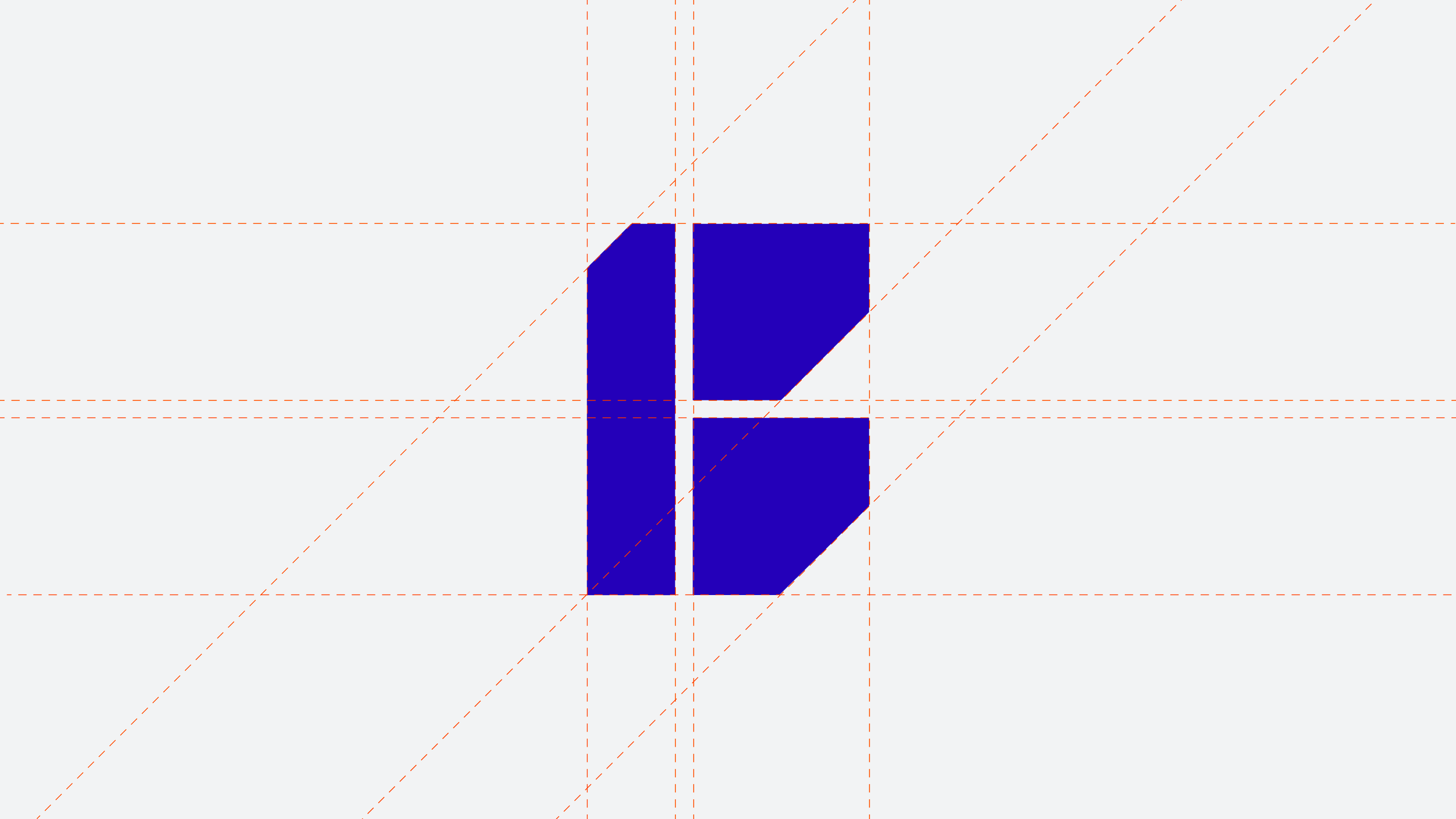Logo mark for the block lane brand identity design placed in a grid system.