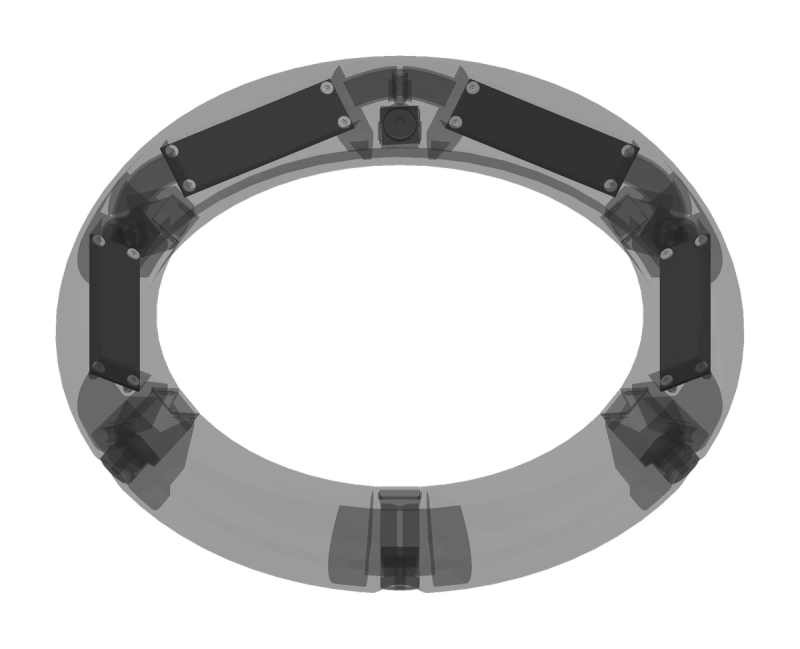 CityMax Pro's ring assembly with PCBs that are unpopulated, grey cuboids.