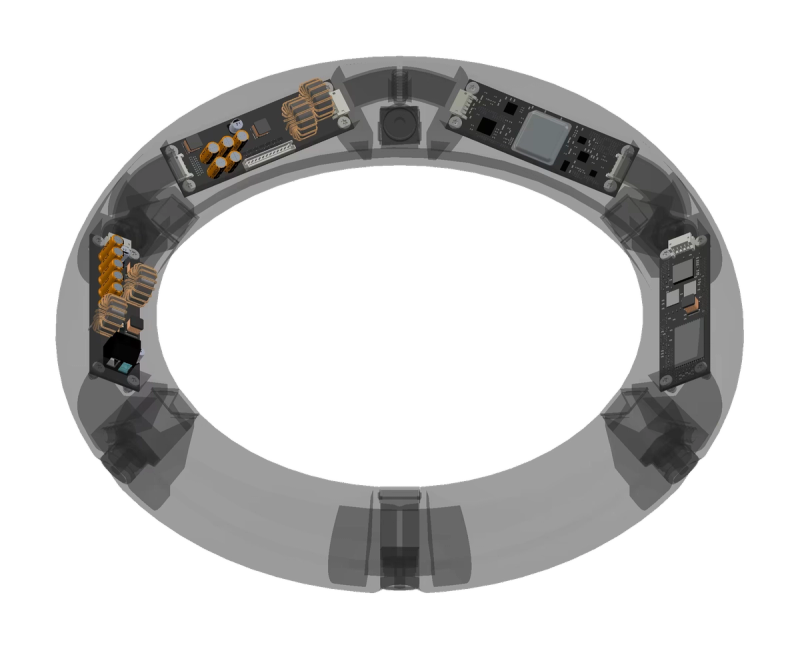 CityMax Pro's ring assembly with PCBs that are populated with components.
