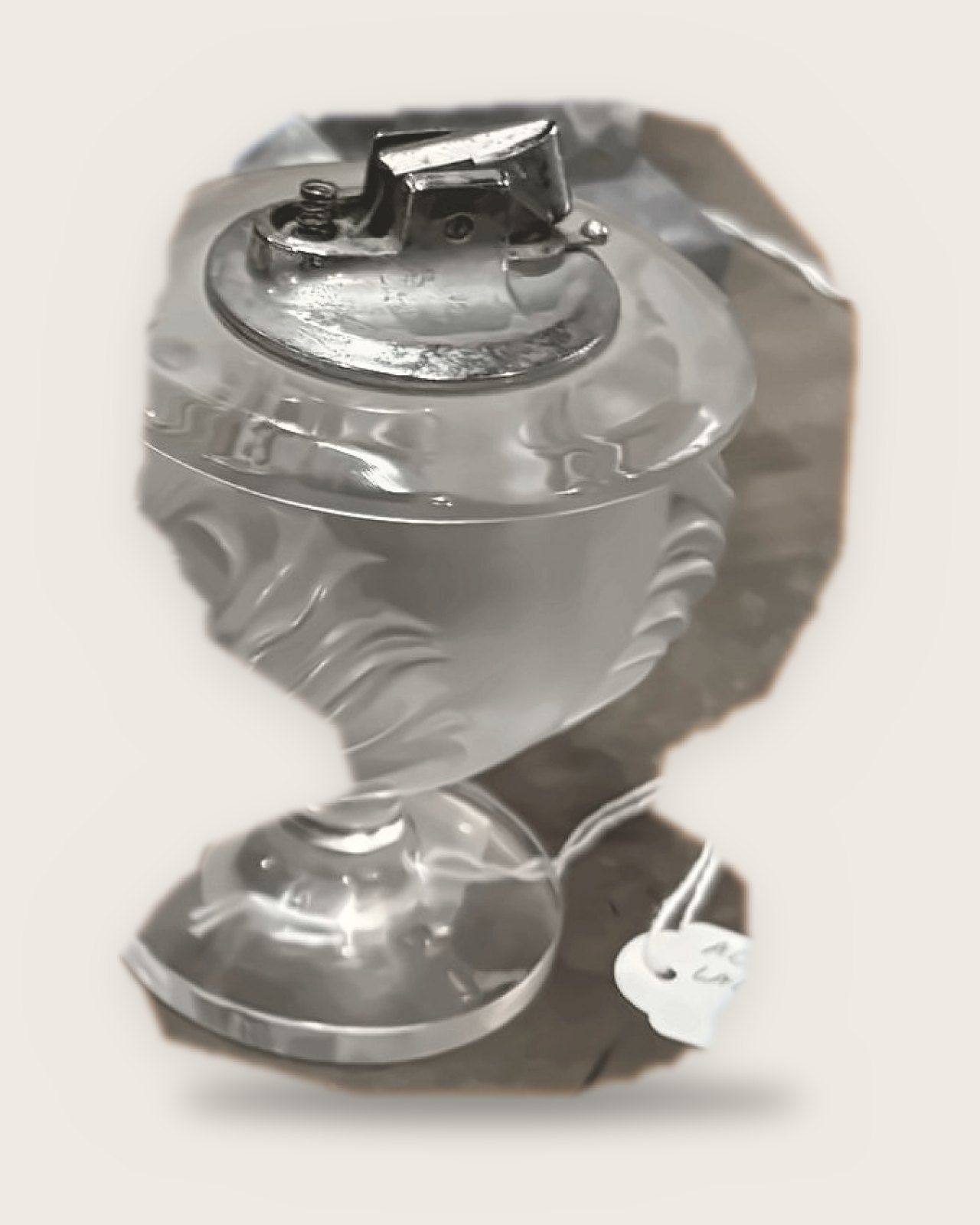 Lalique table lighter with a frosted goblet base