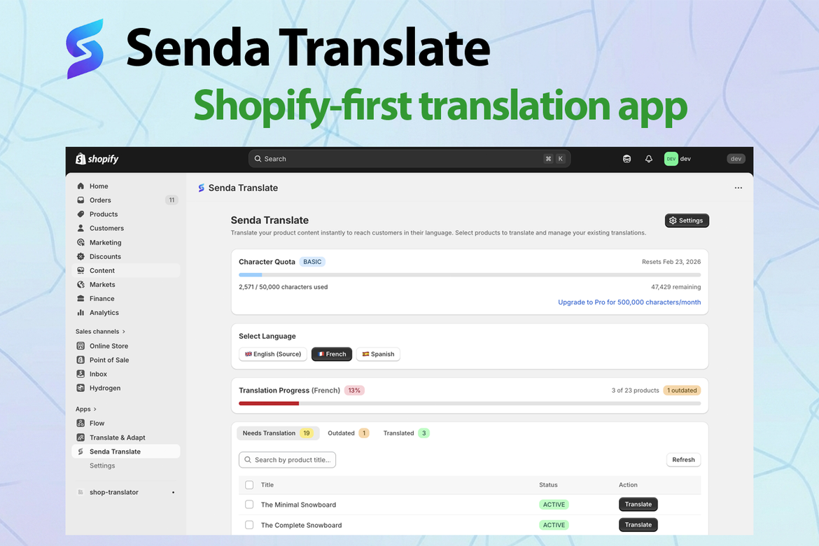 Shopify-first translation app