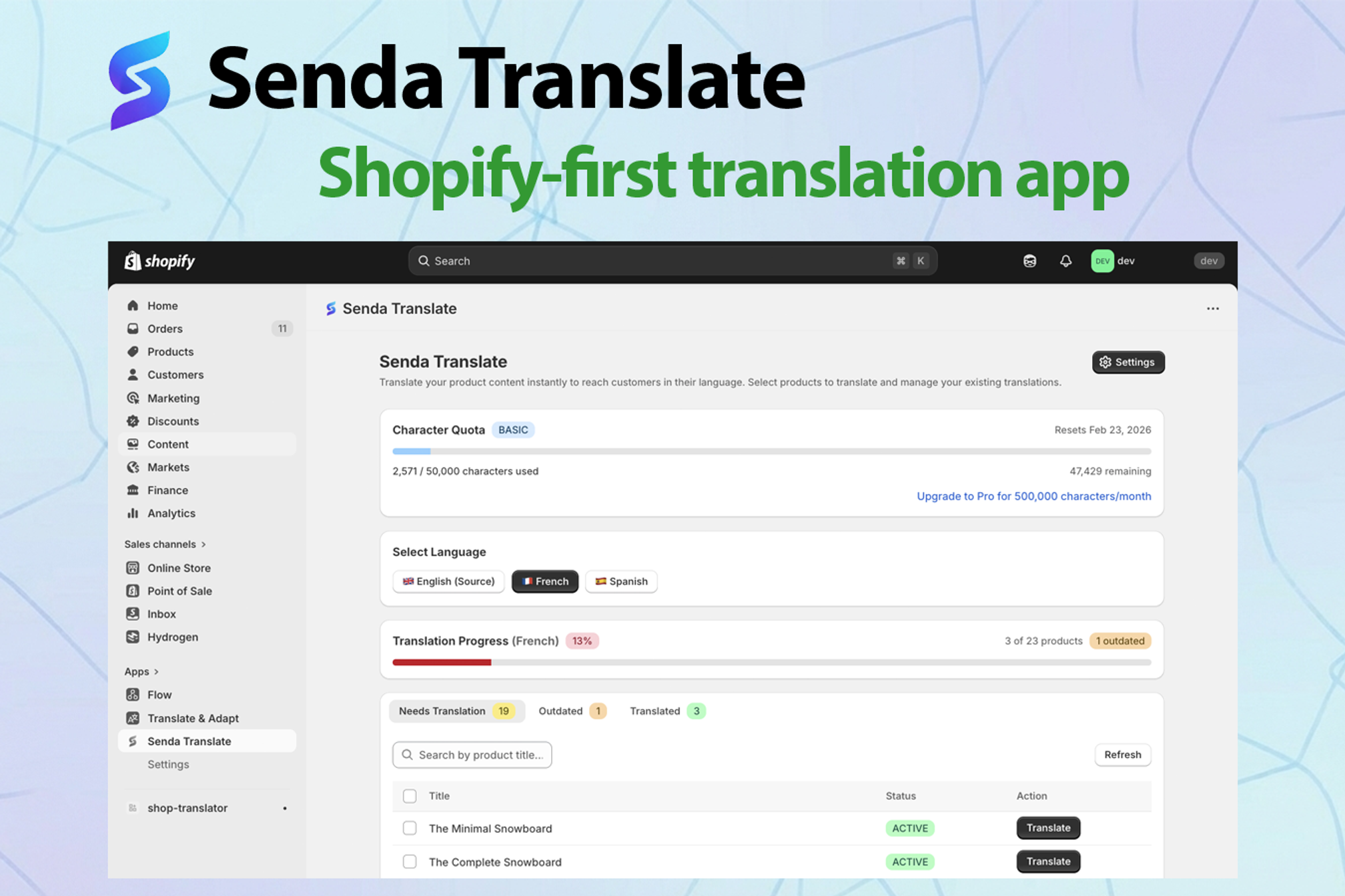 Shopify-first translation app