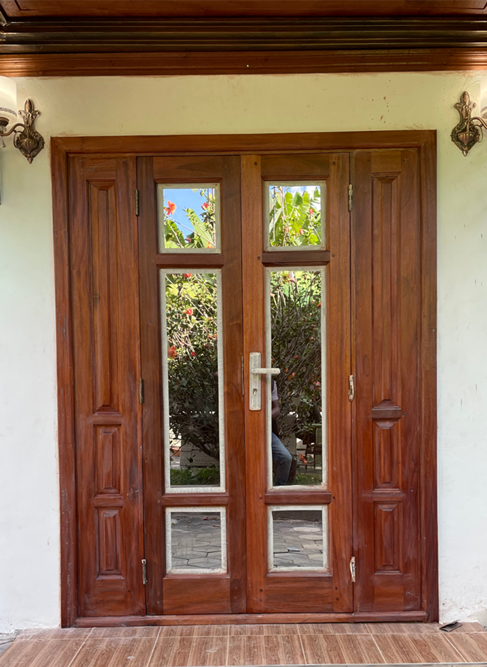 Mahogany double door with french design