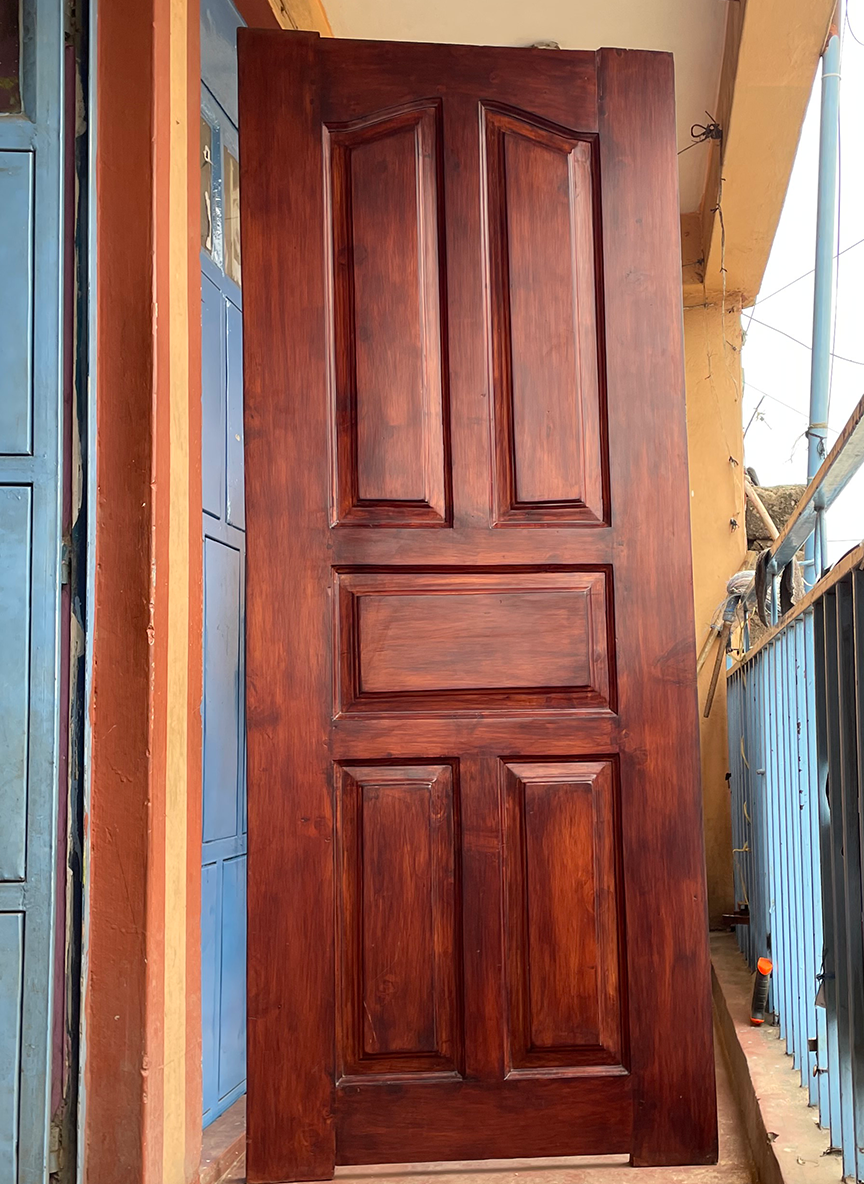 5 Panel Solid Cyprus Mahogany Stained - 1 of 2