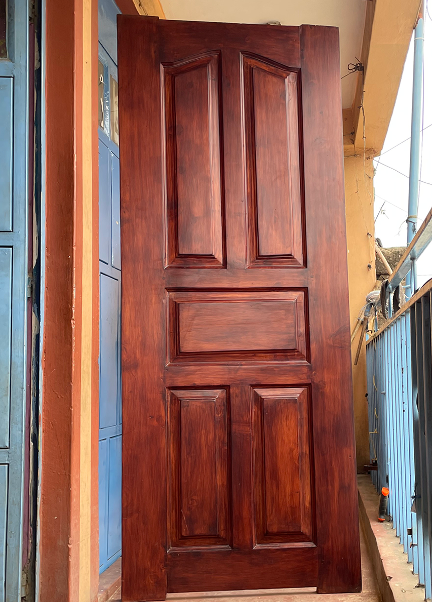 5 Panel Solid Cyprus Mahogany Stained - 1 of 2