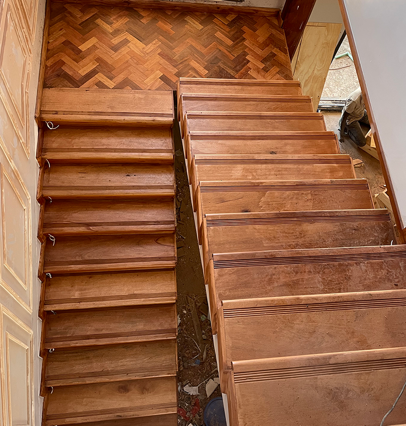 Mahogany staircase