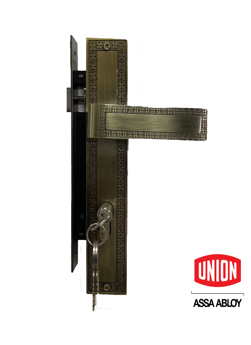 Union Antique  main door Lock with Heavy duty High quality Handles complete set by Olet Hardware