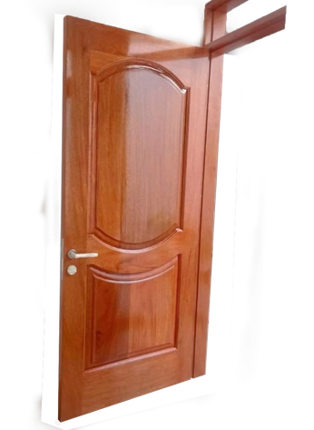 Mahogany panel oval door front view
