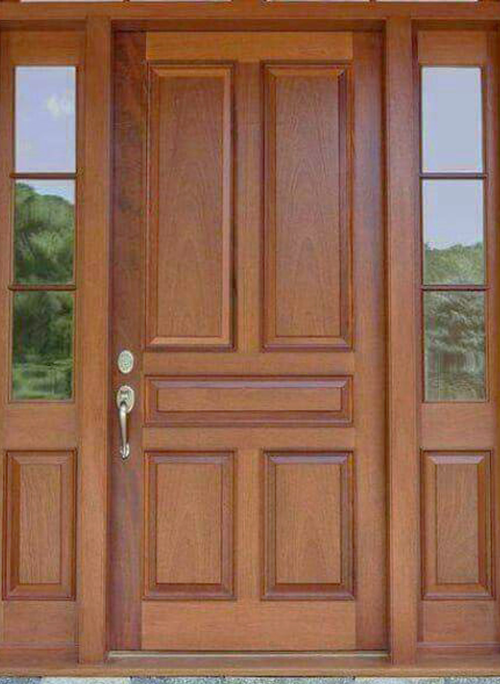 Mahogany 5 panel Main Door With Glass Panels