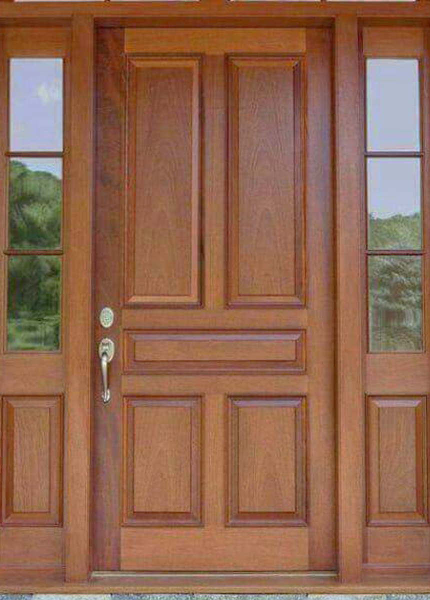 Mahogany 5 panel Main Door With Glass Panels - 1 of 1
