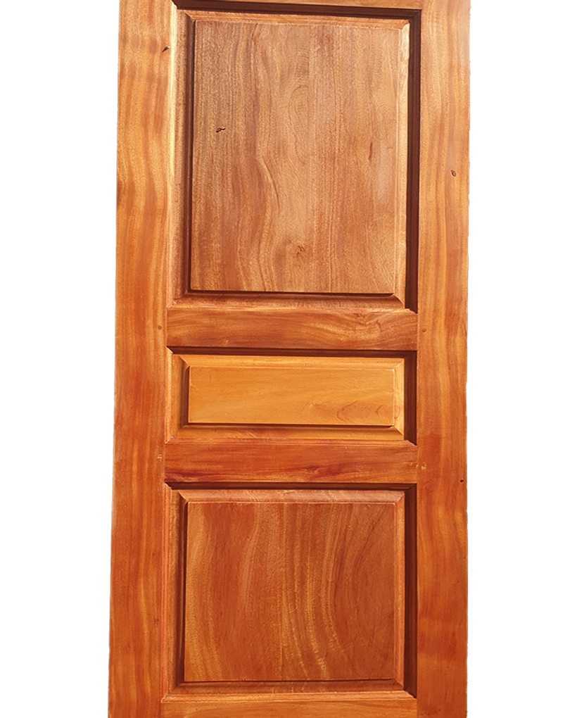 3 panel solid mahogany standard door by Olet Hardware