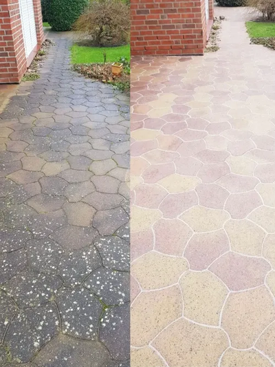 Reinigung von Pflasterflächen