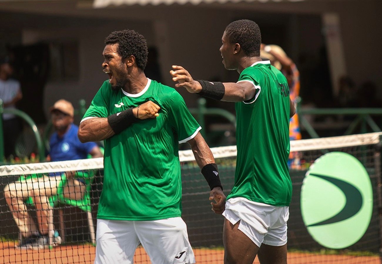Nigerian players celebrating a Davis Cup victory